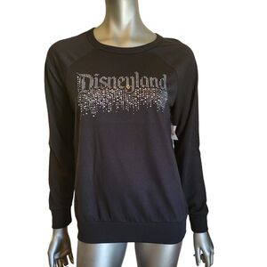 319. NWT Disneyland Rhinestone Embellished Long Sleeve Black Top - Size Med